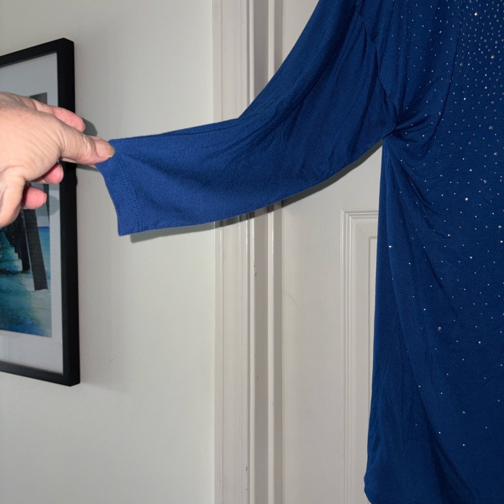 Design History Sapphire V-Neck Top with Rhinestones - Picture 2 of 9